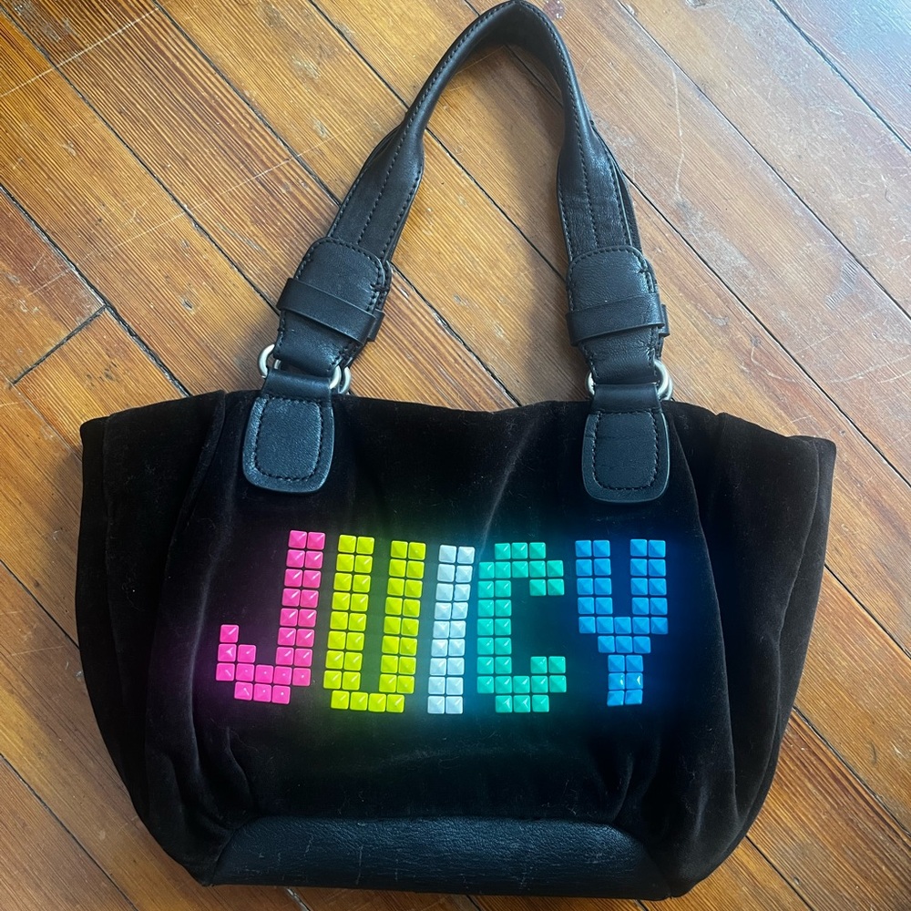 Juicy Couture Black Tote Bag with Multicolor Logo